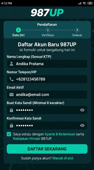 Panduan Registrasi Akun Baru 987up untuk Android