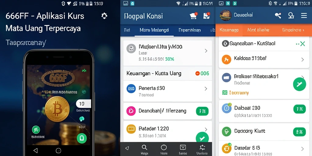 Antarmuka aplikasi 666FF yang memudahkan konversi mata uang.