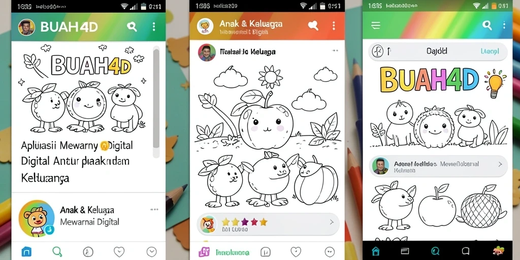 Antarmuka BUAH4D dengan berbagai gambar mewarnai yang menarik.