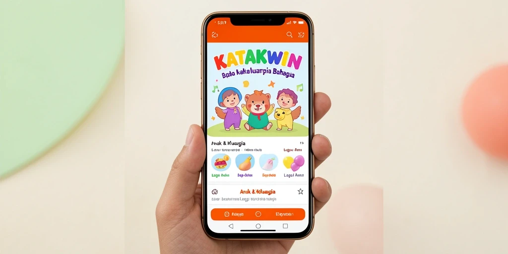 Antarmuka pengguna KATAKWIN yang menarik dan interaktif untuk anak-anak.