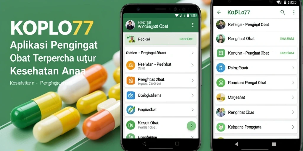 Tampilan antarmuka pengguna KOPLO77 untuk pengingat obat.