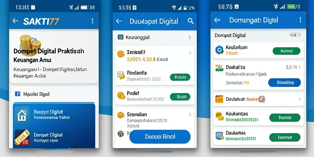 Antarmuka SAKTI77 yang bersih dan mudah digunakan untuk transaksi keuangan.